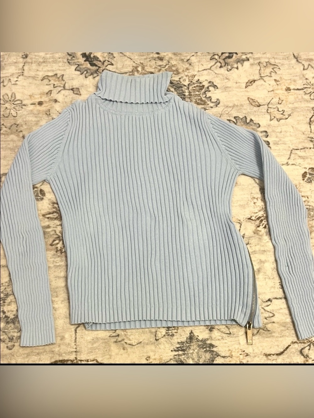 Tommy Hilfiger 100% cotton Light Blue Ribbed Turtleneck Sweater